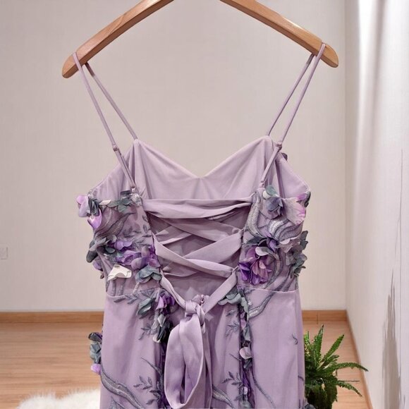 NWT Live Foster 3D Flower & Embroidered Gown Purple Multi - Picture 4 of 5